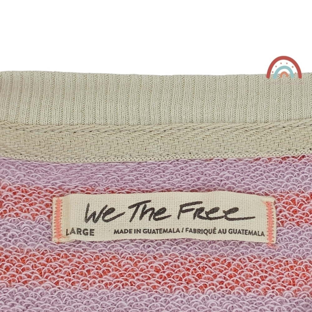 New! FP We The Free Classic Striped Oversized Crewneck in Orchid Combo - Picture 11 of 12